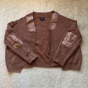 Brown cropped knit cardigan, women’s large